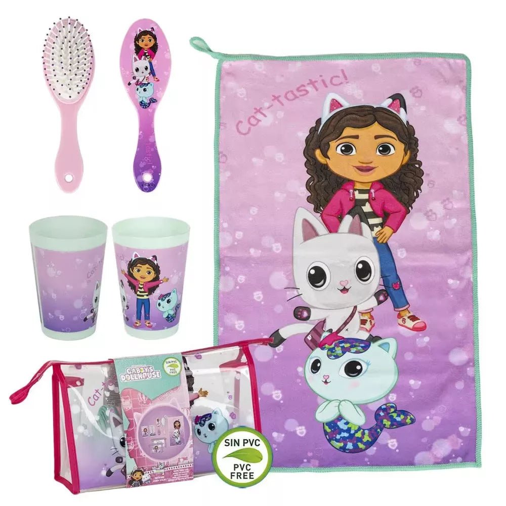 Gabby's Dollhouse Poppenhuis 4 delig Toilettas Haarborstel Handdoek Beker speelgoed cadeau