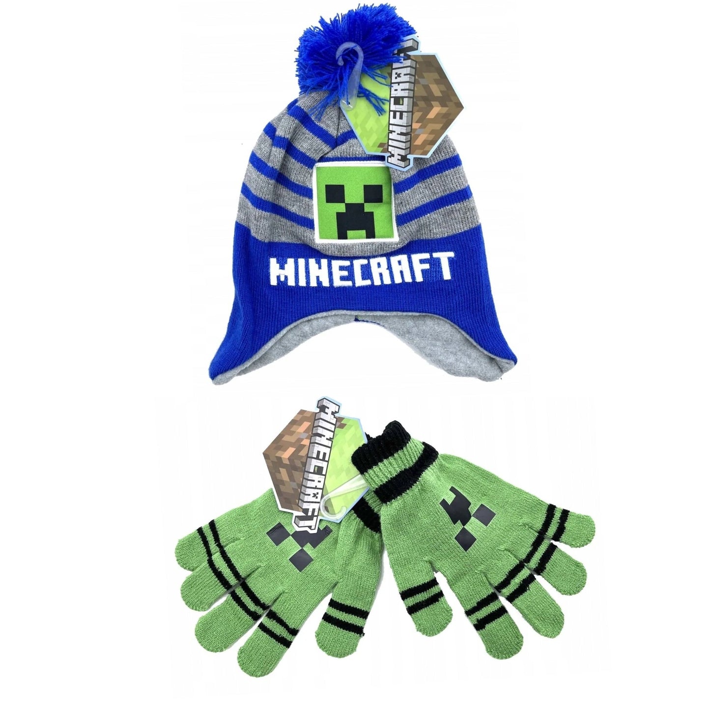 Minecraft muts nu tijdelijk met gratis handschoenen maat All SIZE tip cadeau blauw groen