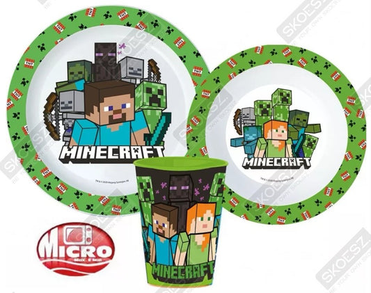 Minecraft Ontbijt set Minecraft 3 delig Bord Beker Schaaltje groen speelgoed cadeau