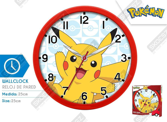 Pokémon-Wanduhr Pikachu, 25 cm, rot-weiß, Lernuhr, Lernspielzeug, Geschenk