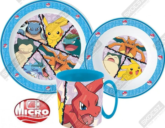 Pokémon breakfast set pikachu 3-piece Plate Cup Bowl blue toy gift